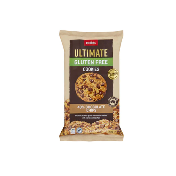Coles Ultimate Gluten Free Cookies 40% Chocolate Chip | 252g