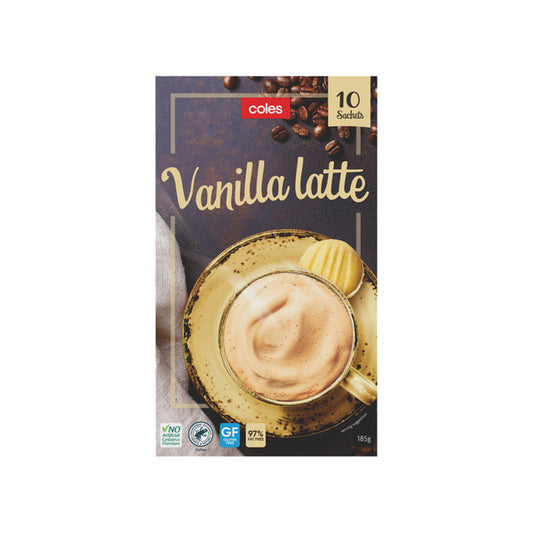 Coles Vanilla Latte Sachets 185g | 10 pack