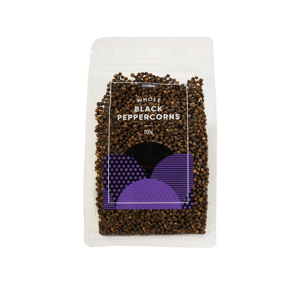 Coles Whole Black Peppercorn Refill Bag | 200g