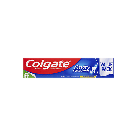 Colgate Cavity Protection Toothpaste, Value Pack 240g, Great Regular Flavour, for Calcium Boost