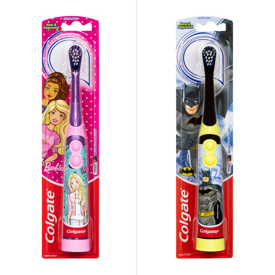 Colgate Kids Barbie or Batman Battery Powered Sonic Toothbrush for Children 3+ Years Extra Soft Bristles