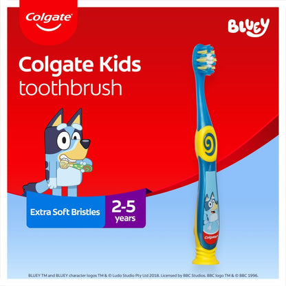 Colgate Kids Junior Bluey Manual Toothbrush for Children 2-5 Years 1 Pack - Extra Soft Bristles
