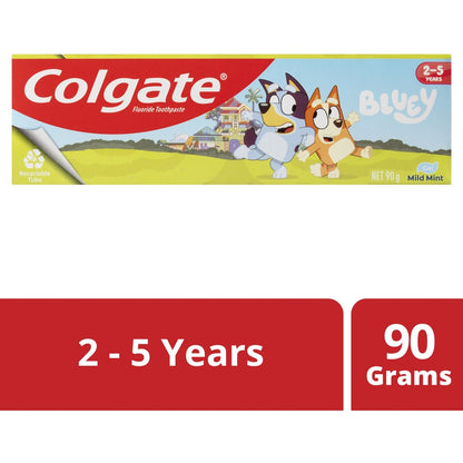Colgate Kids Junior Bluey Toothpaste for Children 2-5 Years 90g - Mild Mint Gel