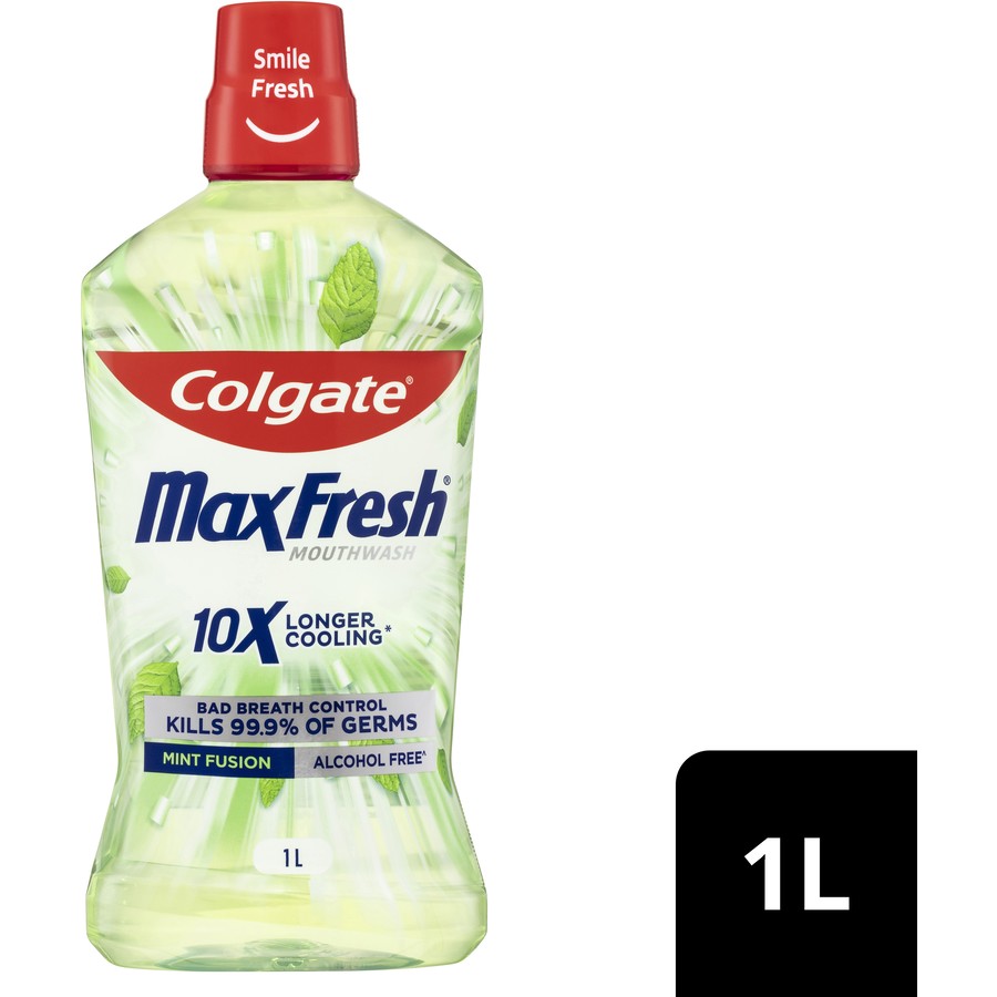 Colgate Max Fresh Antibacterial Mouthwash Mint Fusion 1L Alcohol Free