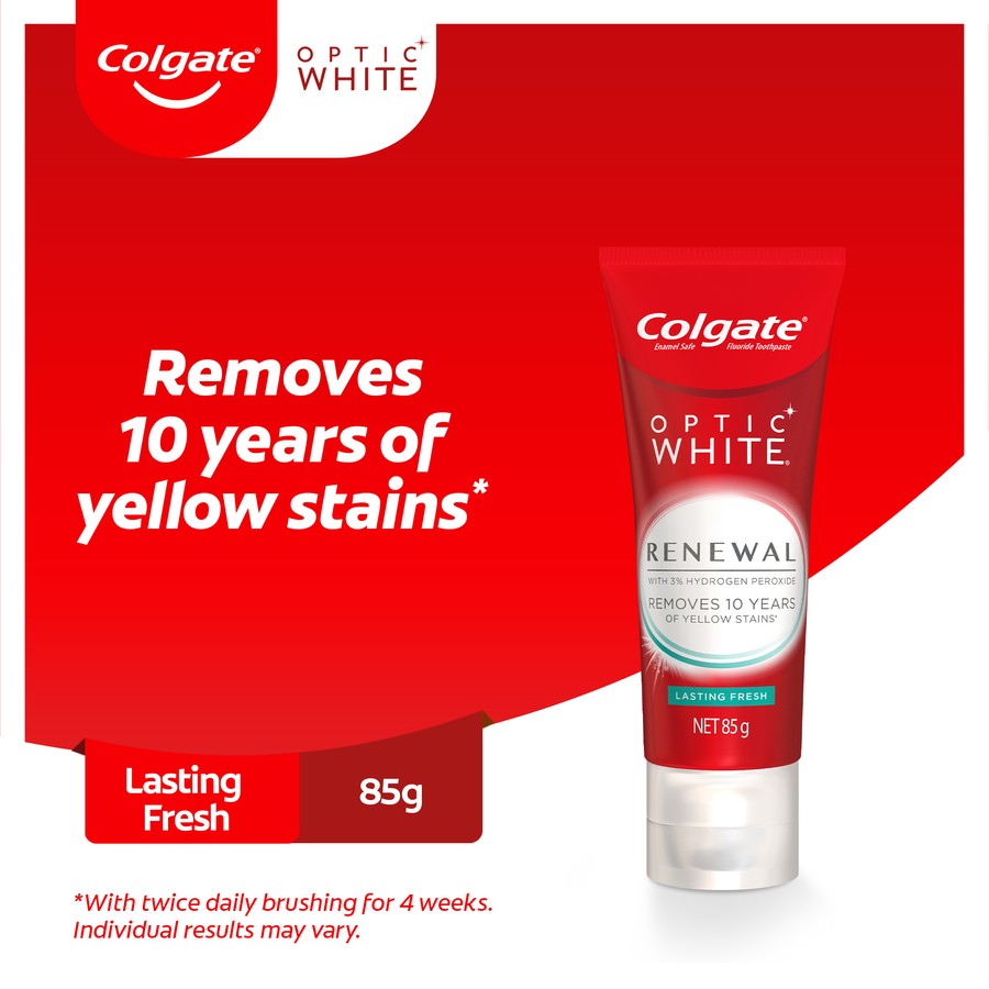 Colgate Optic White Renewal Teeth Whitening Toothpaste 85g - Lasting Fresh