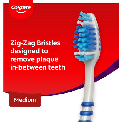 Colgate Zig Zag Manual Toothbrush, Value 3 Pack, Medium Bristles, Antibacterial Bristles