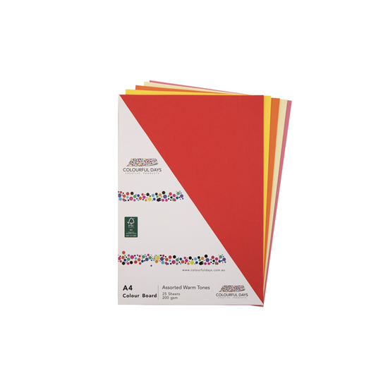 Colourful Days Colourboard 200GSM A4 25 Pack - White