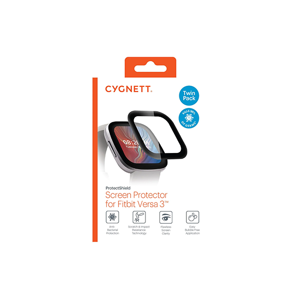 Cygnett ProtectShield Antibacterial Screen Protector for Fitbit Versa 3 (2 Pack)