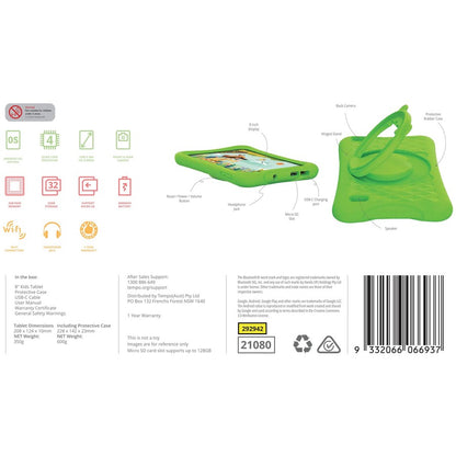 DGTEC 8 Tablet with Green Rugged Protect Case and Hinged Handle