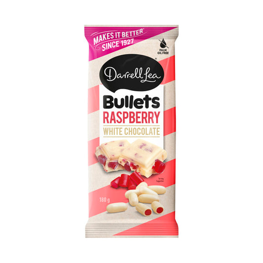 Darrell Lea Raspberry Bullets White Chocolate Block | 180g
