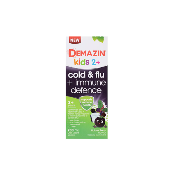 Demazin Kids 2+ Years Cold & Flu + Immune Defence Syrup Berry 200ml
