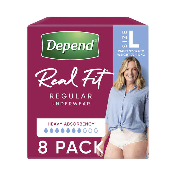 Depend Real Fit Incontinence Underwear Regular Women Large | 8 pack