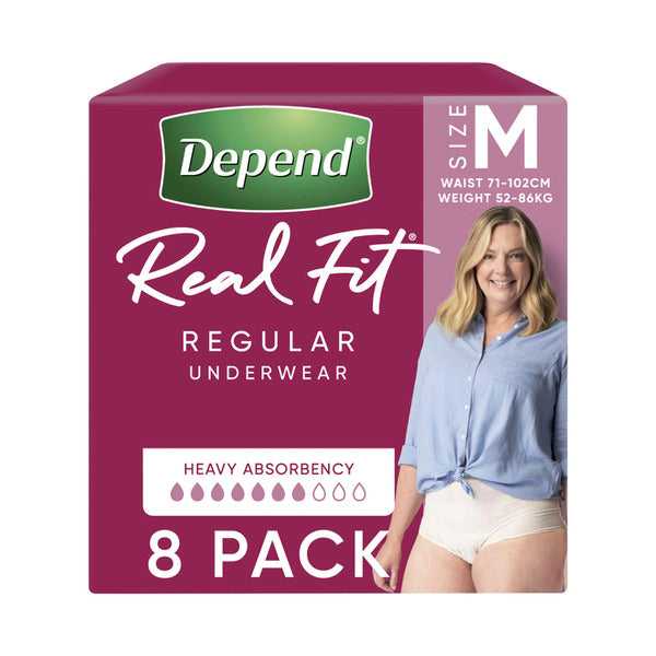 Depend Real Fit Incontinence Underwear Regular Women Medium | 8 pack
