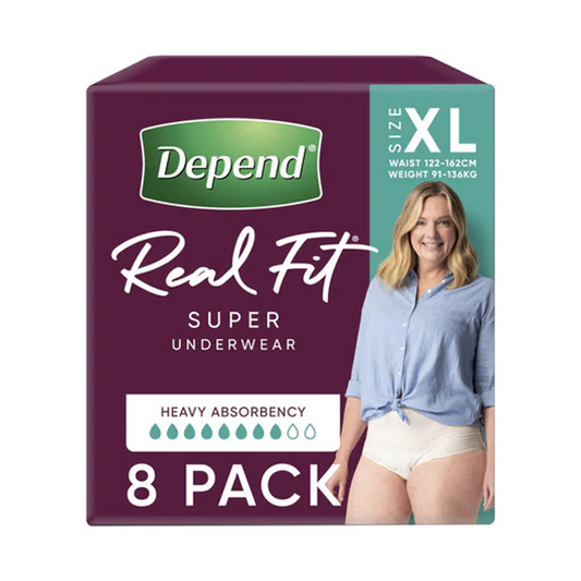 Depend Real Fit Incontinence Underwear Super Women Extra Large | 8 pack