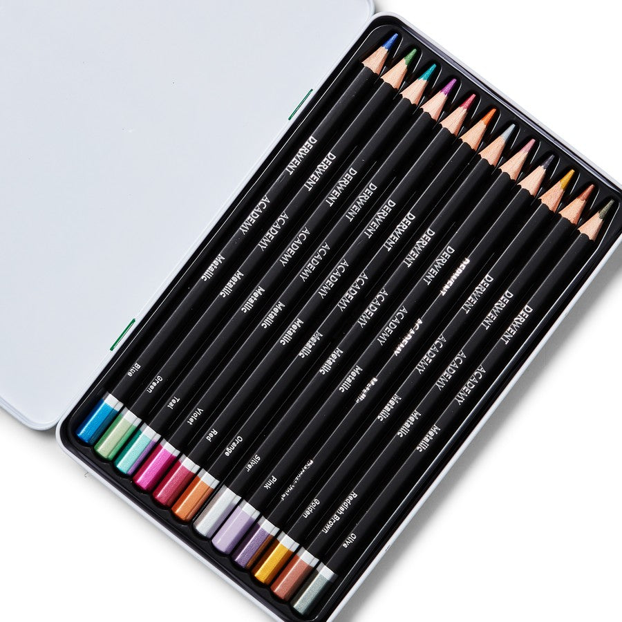 Derwent Academy Metallic Colour Pencils 12 Pack