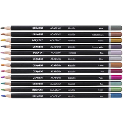 Derwent Academy Metallic Colour Pencils 12 Pack