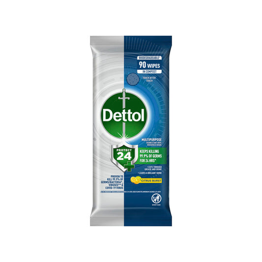 Dettol Protect 24 Hour Multipurpose Cleaning Wipes Citrus Burst | 90 pack