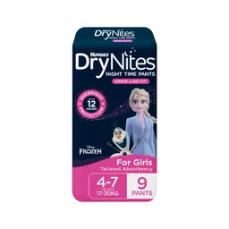 DryNites Night Time Pants for Girls 4-7 Years (17-30kg) | 9 pack