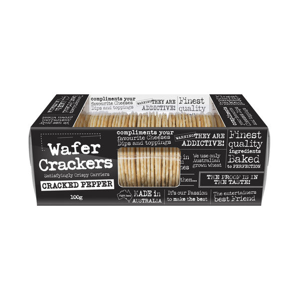 Fine Foods Cracked Pepper Wafer Crackers | 100g