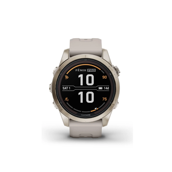 Garmin fenix® 7S Pro Sapphire Solar Edition Soft Gold Stainless Steel with Light Sand Band