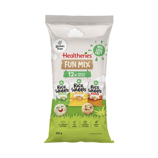 Healtheries Rice Wheels Funmix Variety Multipack Gluten Free Lunchbox Snacks 12X21g | 252g
