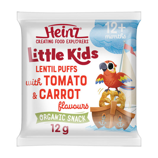 Heinz Little Kids Lentil Puffs With Tomato & Carrot Snack | 12g x 2 Pack