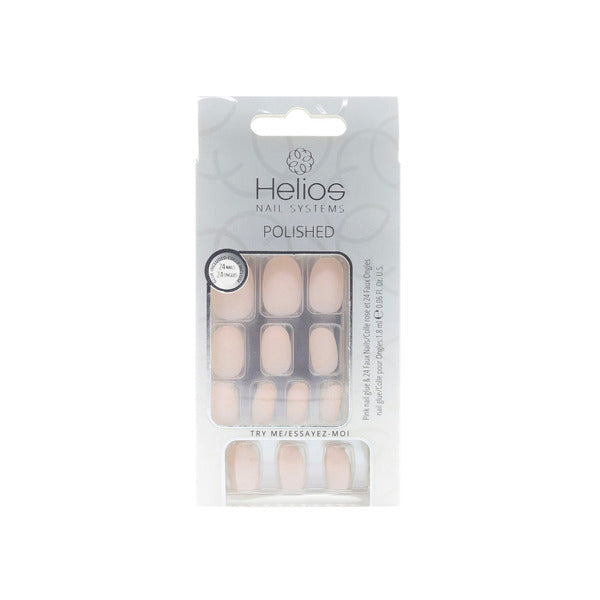 Helios Polish Nail Square Nude Matte | 24 pack