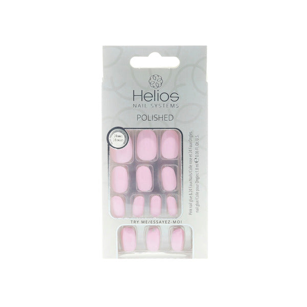 Helios Polish Nail Square Pale Pink Gloss | 24 pack