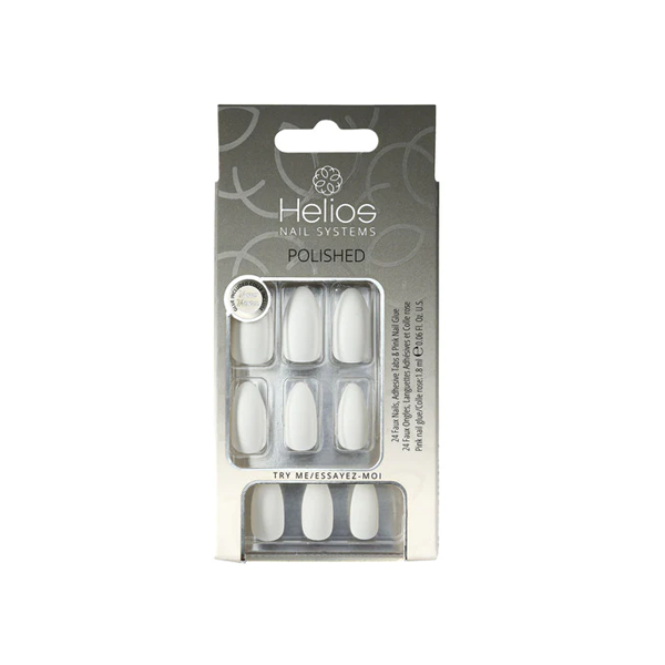 Helios Polish Nail Stiletto White Matte | 24 pack