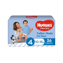 Huggies Ultra Dry Nappies Boys Size 4 (10-15kg) | 36 pack