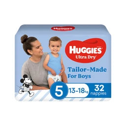 Huggies Ultra Dry Nappies Boys Size 5 (13-18kg) | 32 pack