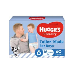 Huggies Ultra Dry Nappies Boys Size 6 (16+kg) | 60 pack