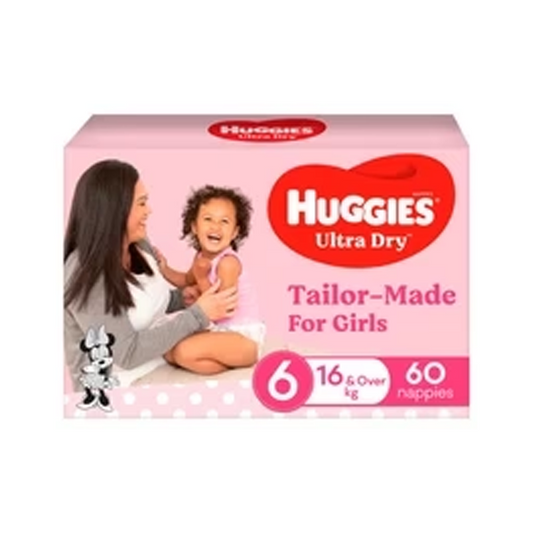 Huggies Ultra Dry Nappies Girls Size 6 (16+kg) | 60 pack