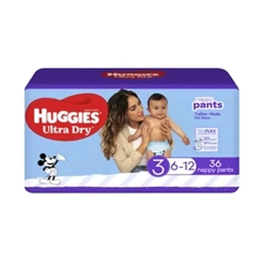 Huggies Ultra Dry Nappy Pants Boys Size 3 (6-12kg) | 36 pack