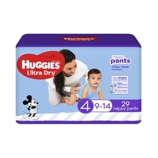 Huggies Ultra Dry Nappy Pants Boys Size 4 (9-14kg) | 29 pack
