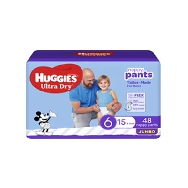 Huggies Ultra Dry Nappy Pants Boys Size 6 (15kg+) | 48 pack