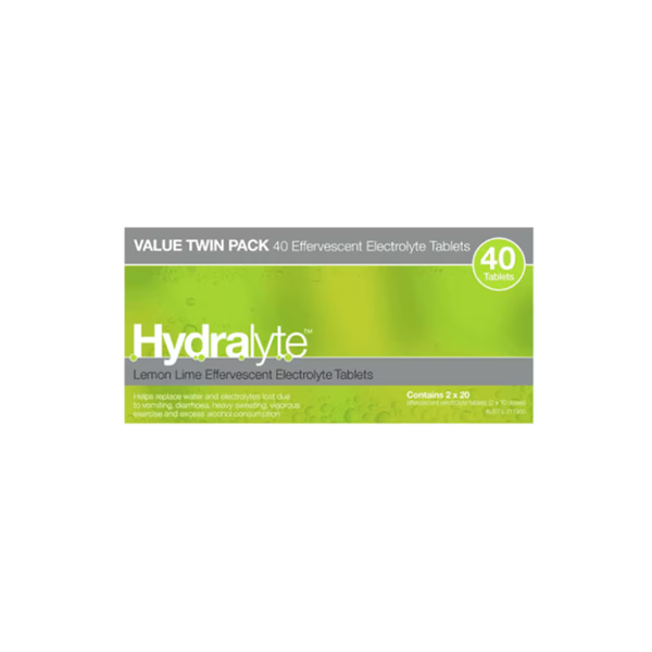 Hydralyte Effervescent Electrolyte Tablets Lemon Lime 40 Pack
