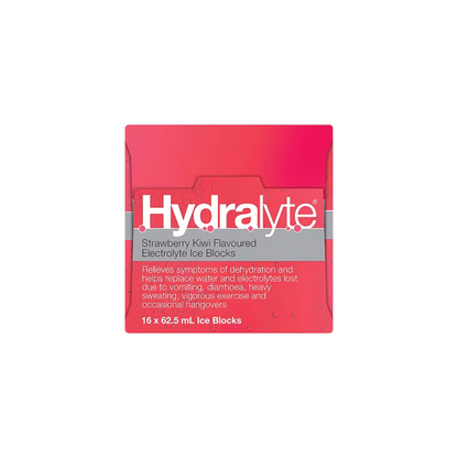 Hydralyte Electrolyte Ice Blocks Strawberry Kiwi 16 Pack