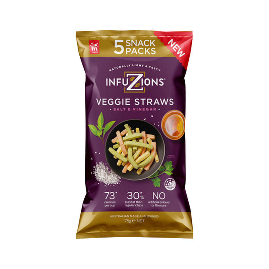 Infuzions Veggie Straws Salt & Vinegar 5 Pack | 75g