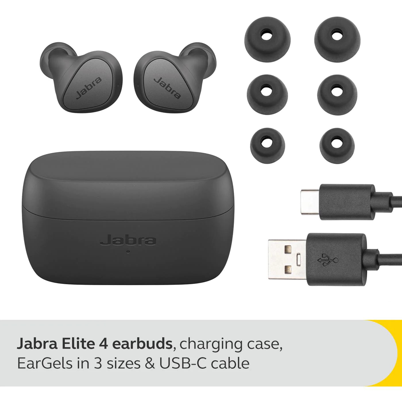 Jabra Elite 4 True Wireless ANC In-Ear Headphones (Dark Grey)