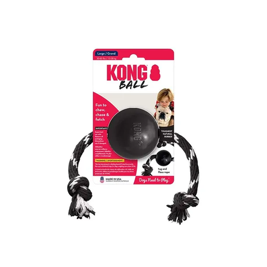 KONG Extreme Ball With Rope Dog Toy Black Large