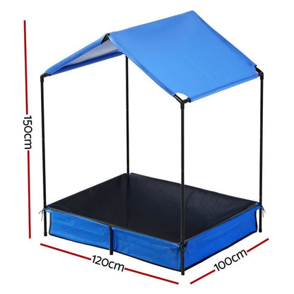 Keezi Kids Sandpit Metal Sandbox Sand Pit with Canopy Cover Outdoor Toys 120cm