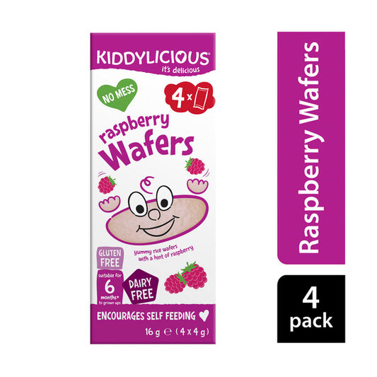 Kiddylicious Wafers Raspberry 4x4g | 16g x 2 Pack