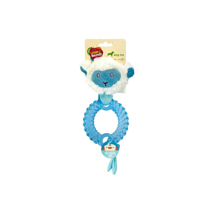 Leaps & Bounds Plush Lamb Teething Ring Puppy Toy Assorted S