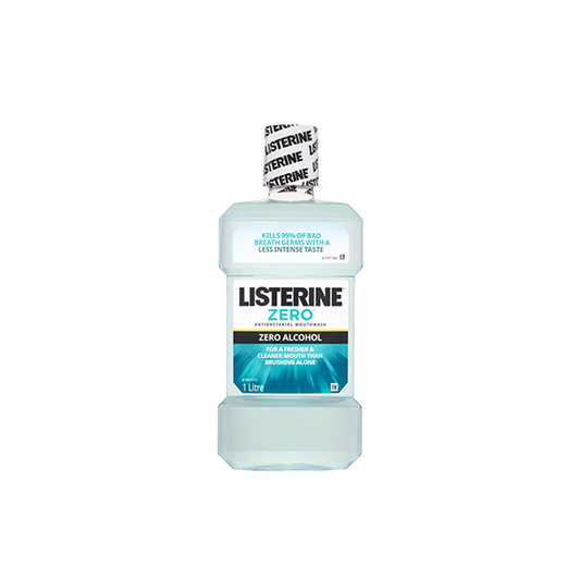 Listerine Zero Alcohol Antibacterial Mouthwash Less Intense Taste 1L