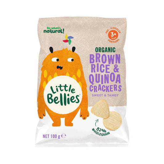 Little Bellies Organic Brown Rice & Quinoa Crackers Sweet & Tangy 3+ Years | 100g x 2 Pack