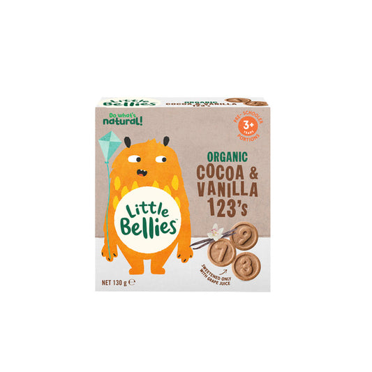 Little Bellies Organic Cocoa & Vanilla 123's Biscuits | 130g x 2 Pack