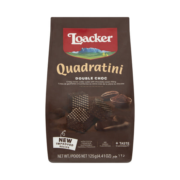Loacker Quadratini Wafers Biscuits Double Choc | 125g