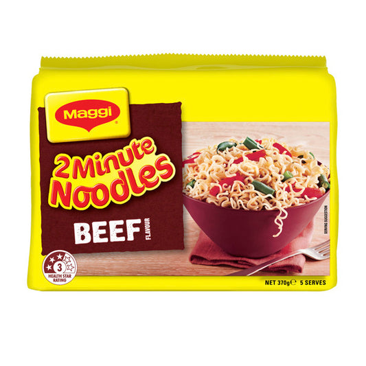 Maggi 2 Minute Beef Flavour Noodles 5 Pack | 370g