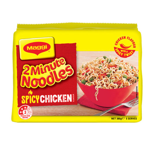 Maggi 2 Minute Spicy Chicken Flavour Noodles 5 Pack | 380g